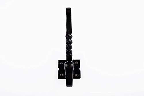 B&M - 5 x Antique Black Twisted Hook Cast Iron Coat and Hat hook - Pack of 5
