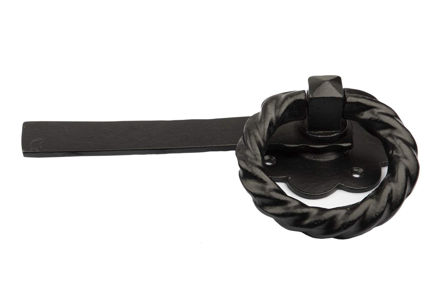 Antique Black Twisted Ring Latch 8'' - High Quality Cast Iron Supplied with Screws
