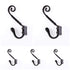 B&M - 5 x Antique Black Twisted Hook Cast Iron Coat and Hat hook - Pack of 5