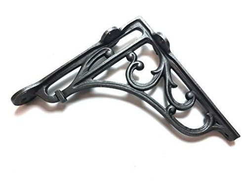 Classic Victorian Scroll Shelf Brackets - Pair in Antique Iron