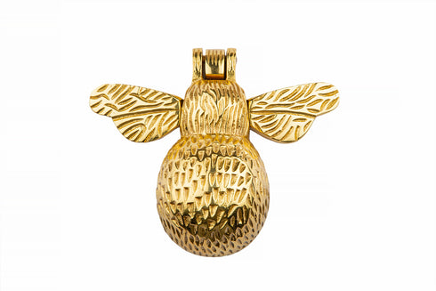 B&M - Solid Brass Bumble Bee Door Knocker Polished Brass Supplied with Matching Fixing Screws