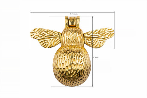 B&M - Solid Brass Bumble Bee Door Knocker Polished Brass Supplied with Matching Fixing Screws