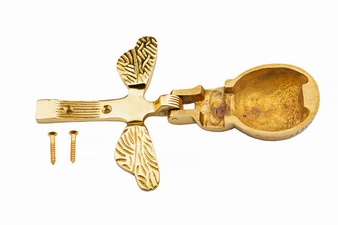 B&M - Solid Brass Bumble Bee Door Knocker Polished Brass Supplied with Matching Fixing Screws