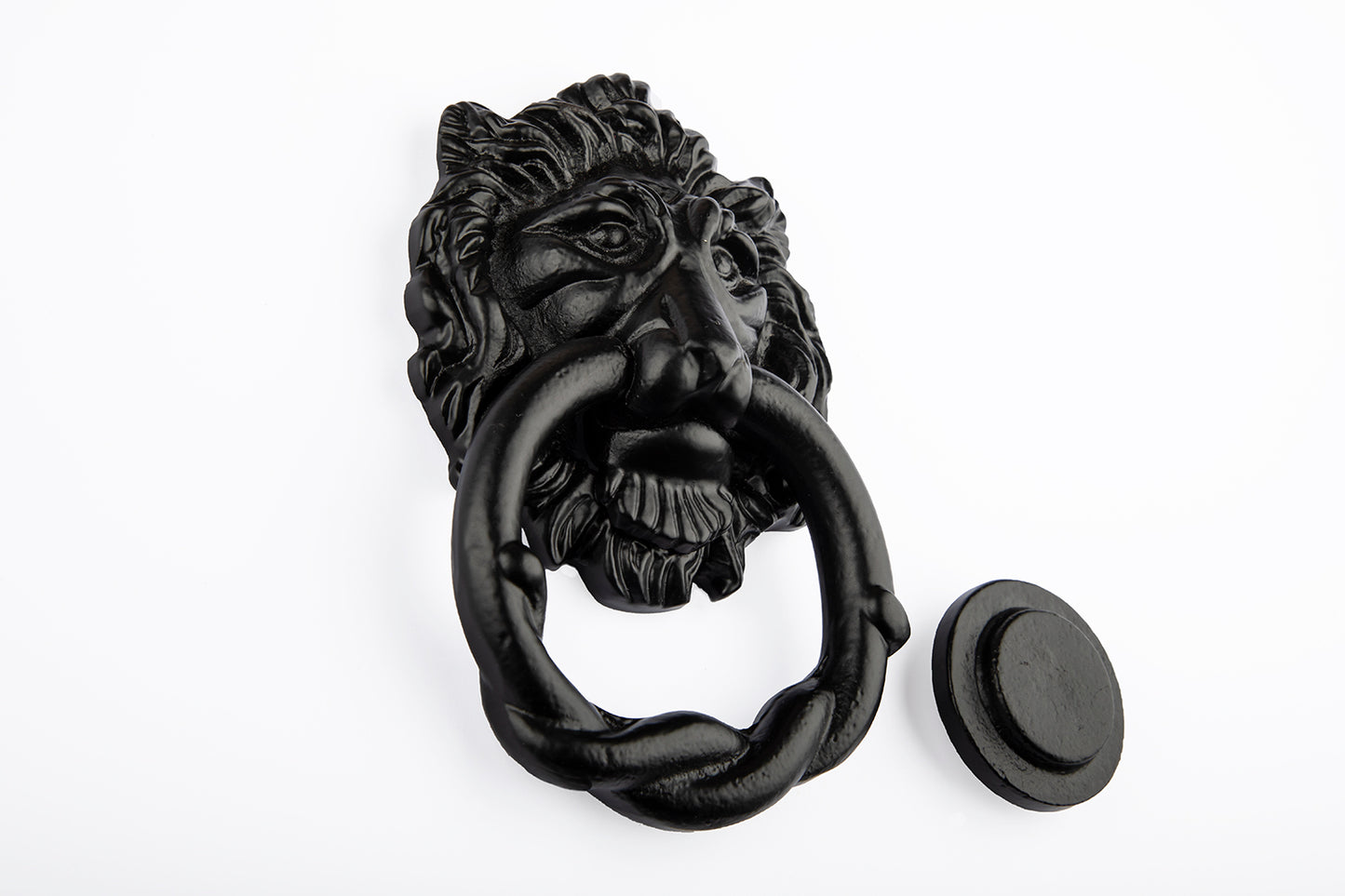 Antique Black Lion Head Door Knocker