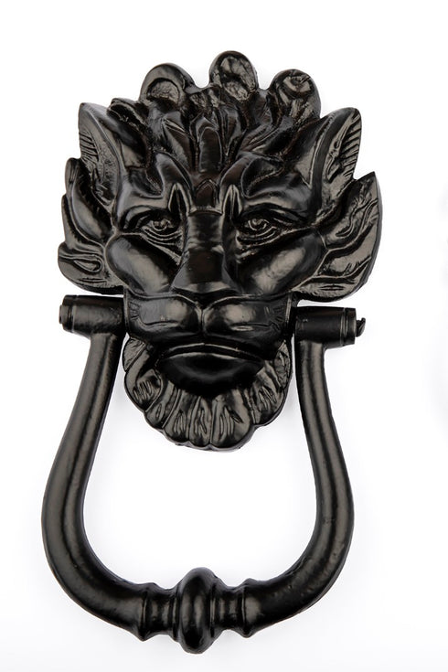 Antique Black Lion Head Door Knocker Large