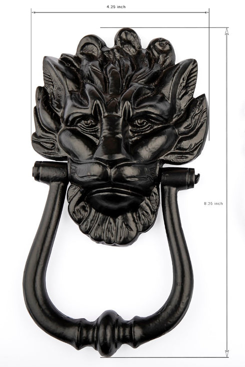 Antique Black Lion Head Door Knocker Large