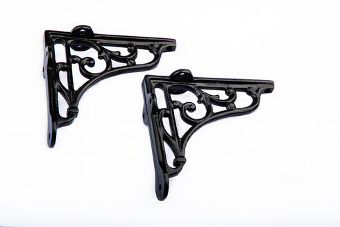 Pair of Victorian Scroll Shelf Brackets 5 Inch Antique Black