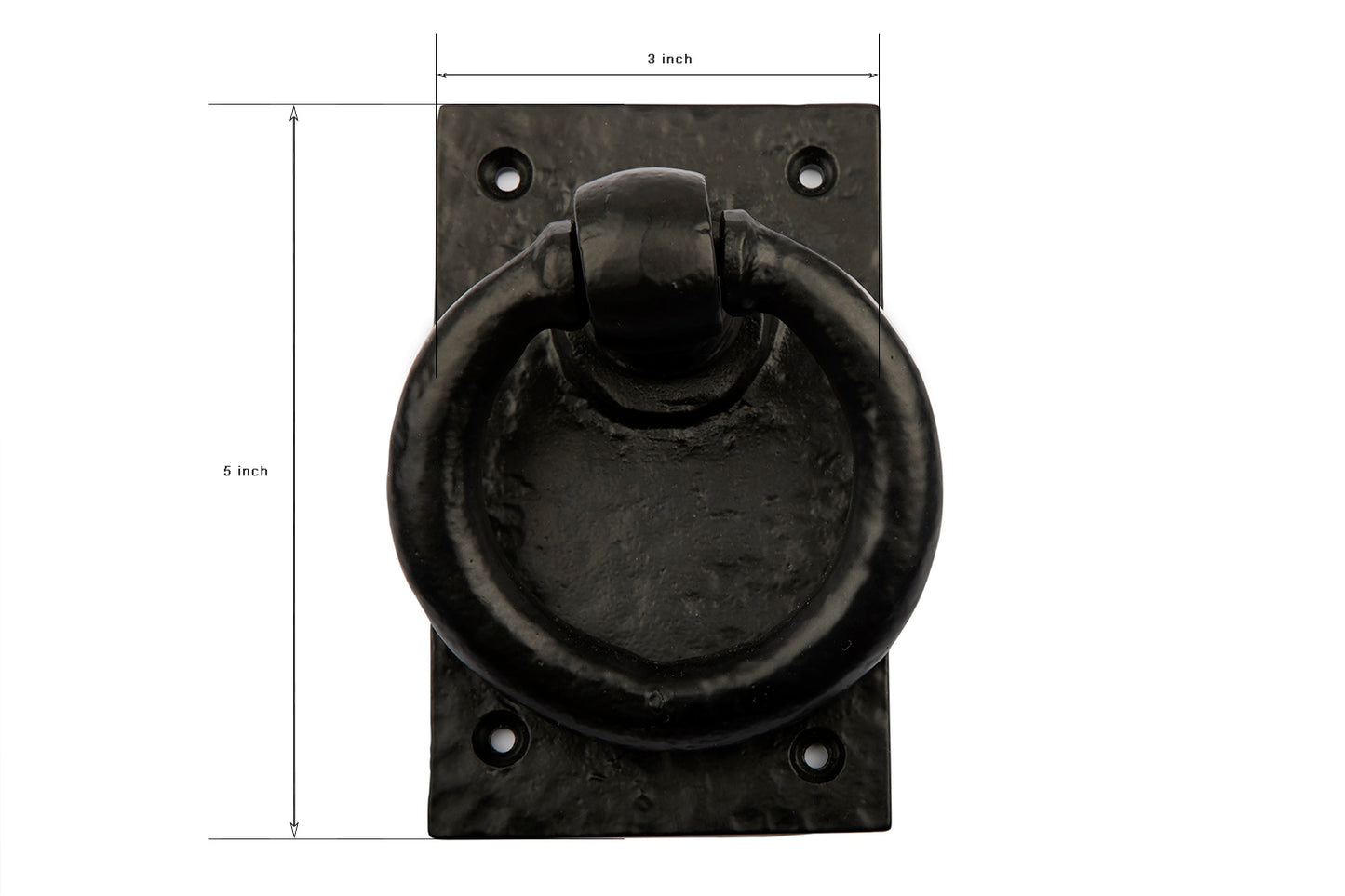 RING Door Knocker Antique Black - Cast Iron Door Knocker - Backplate 3''x5''