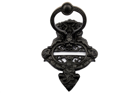 Antique Black Angel Cherubs Door Knocker - Large (7'' width x 10'' height )