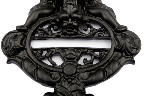 Antique Black Angel Cherubs Door Knocker - Large (7'' width x 10'' height )