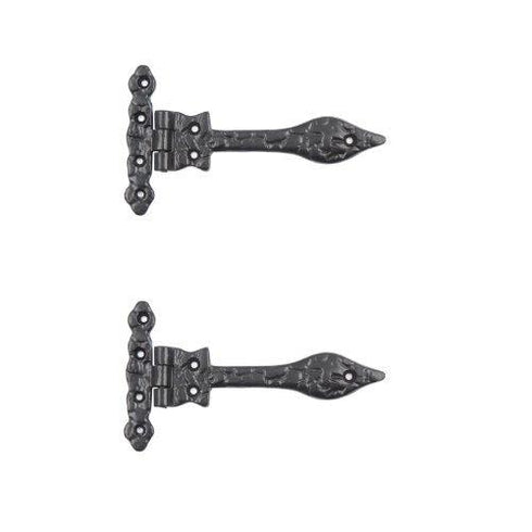 Black Cast Iron Spear Hinges Leaf Design Pair Of New (6