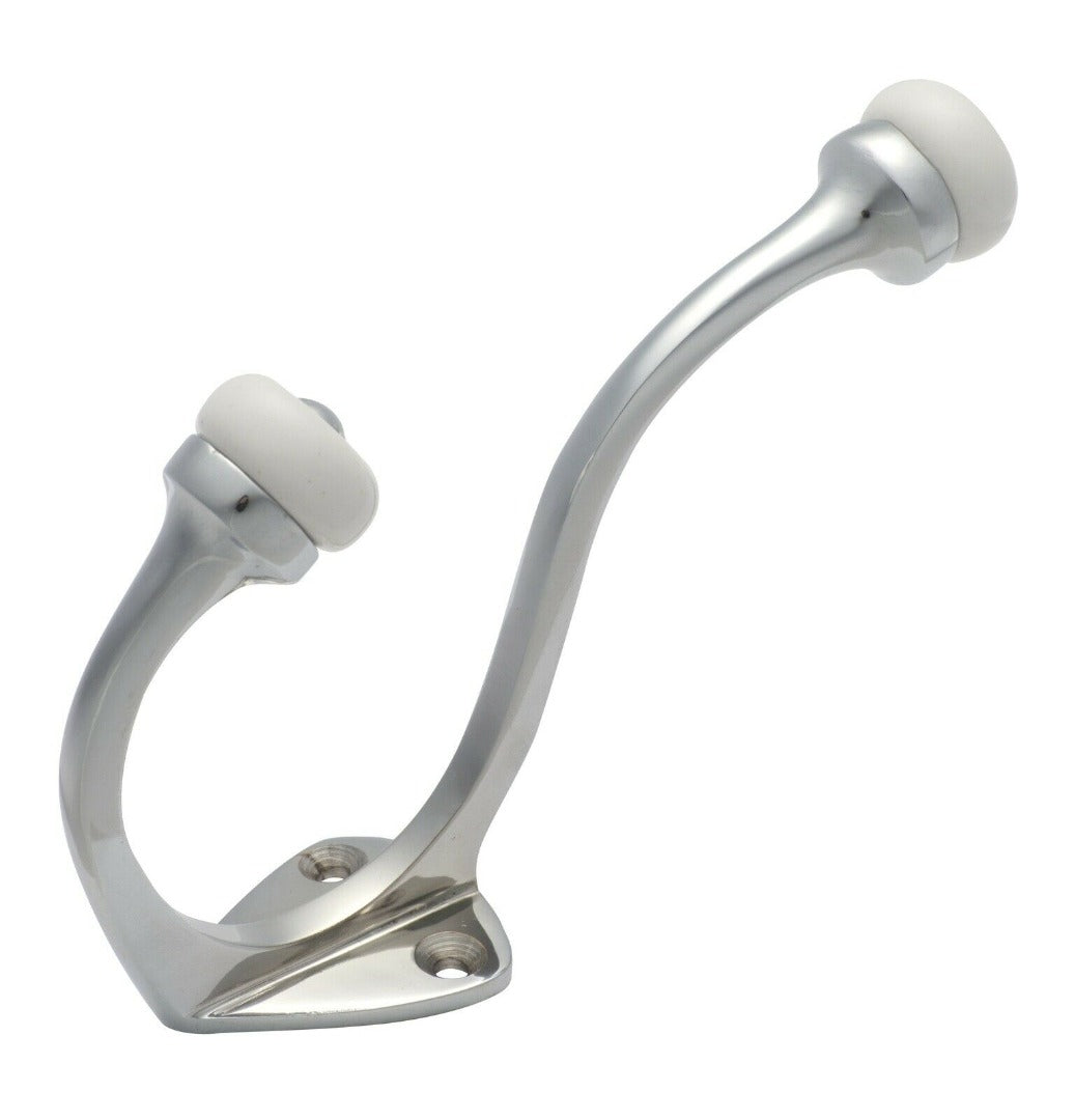 Chrome on Solid Brass Coat and Hat Hook with Porcelain TIP Finished in Chrome Polished