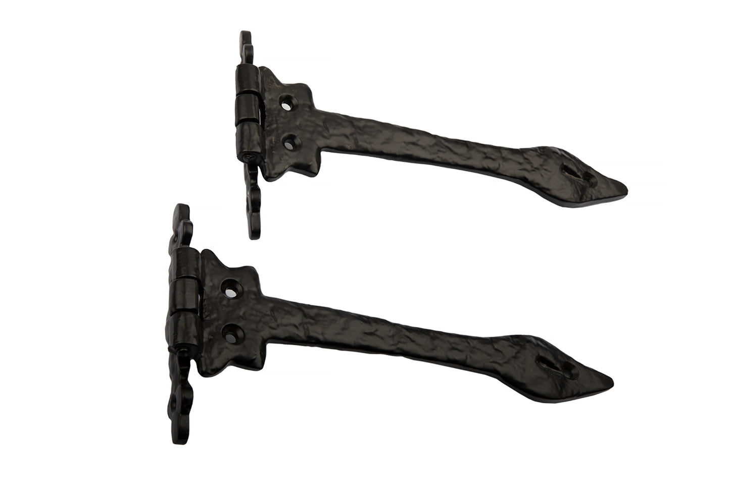 B&M - 14'' Leaf Fleur De Lys Door Tee Hinges in Black Cast Iron (Pair)
