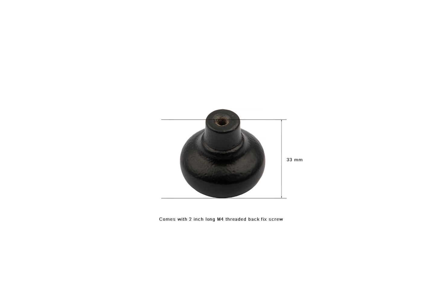 35MM - Cast Iron Cabinet Door Knob - Antique Black (Set of 2)