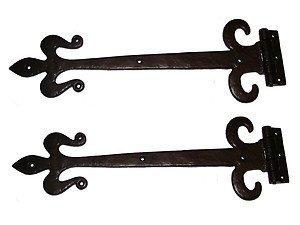 OriginalForgery 18'' Fleur de Lys Door Tee Hinges in Black Cast Iron (Pair)
