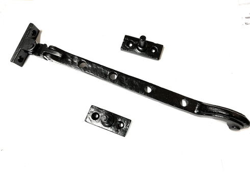 Solid Head Style Black Antique CAST Iron Solid Tail Window Casement Stays Fasteners Handle Curly (10''/250MM Stay)