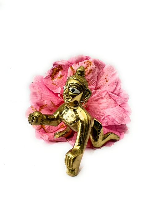 B&M| Brass Krishna Laddu Gopal Kanha Makhan Chor (Laddu Gopal) 5.5 cm