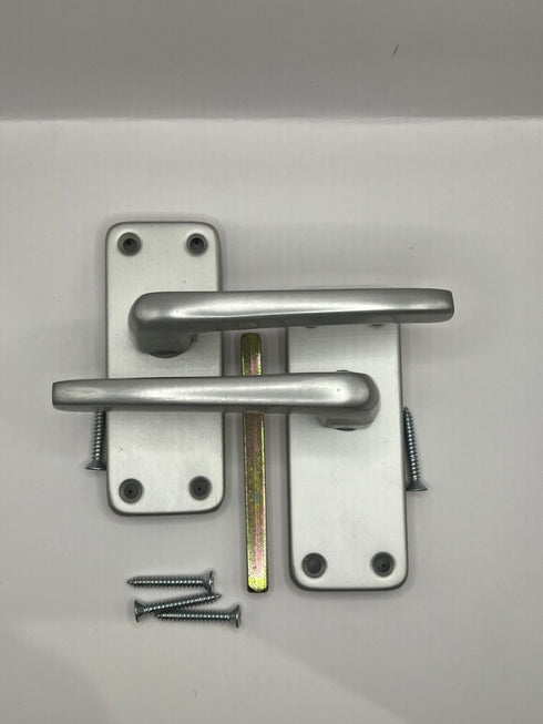 Pair Of Modern Victorian Straight Aluminium Finish Lever Latch Door Handle 4