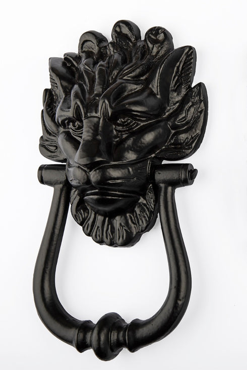 Antique Black Lion Head Door Knocker Large