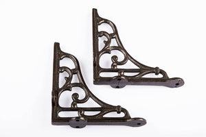 5x5 Classic Victorian Scroll Shelf Brackets Antique Iron - Pair