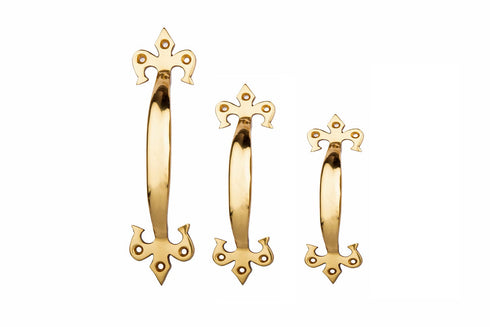 Solid Brass Fluer - De - LYS Pull Handle - Polished Brass