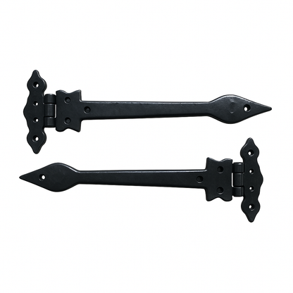Black Cast Iron Spear Hinges Leaf Design Pair Of New (12
