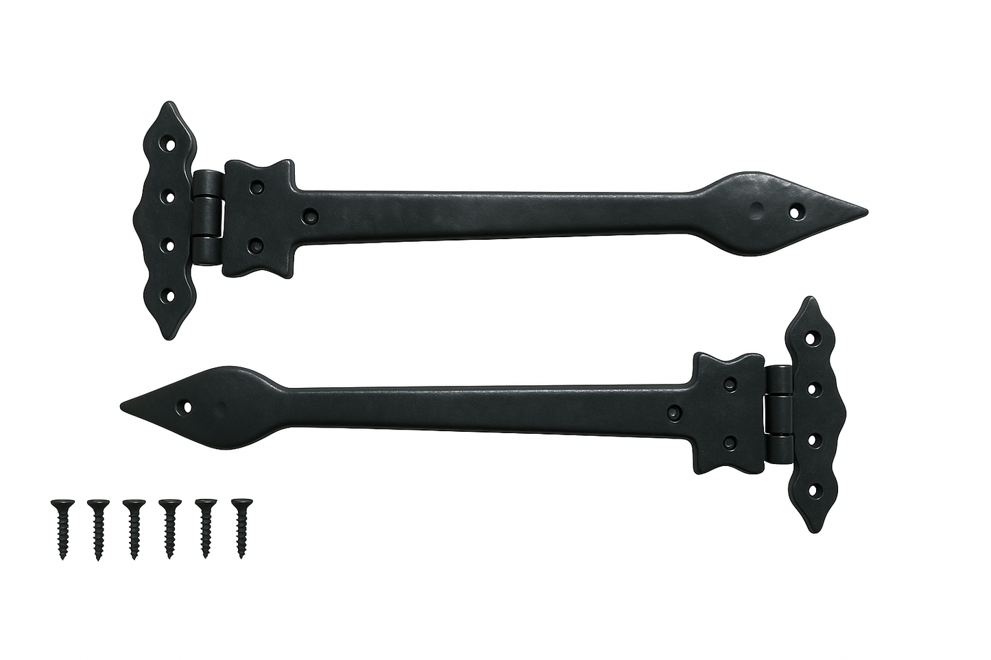 Black Cast Iron Spear Hinges Leaf Design Pair Of New (12