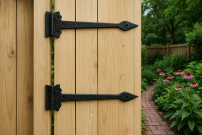 Black Cast Iron Spear Hinges Leaf Design Pair Of New (12