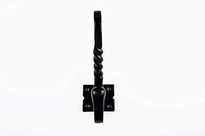 B&M - 5 x Antique Black Twisted Hook Cast Iron Coat and Hat hook - Pack of 5