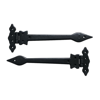 Black Cast Iron Spear Hinges Leaf Design Pair Of New (9