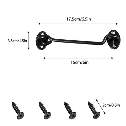 Sumbirg 2 Pcs Cabin Hooks Gate Hook Lock Hook and Eye Latch Stainless Steel Heavy Duty Gate Latch for Door,Window,Garage(Black)