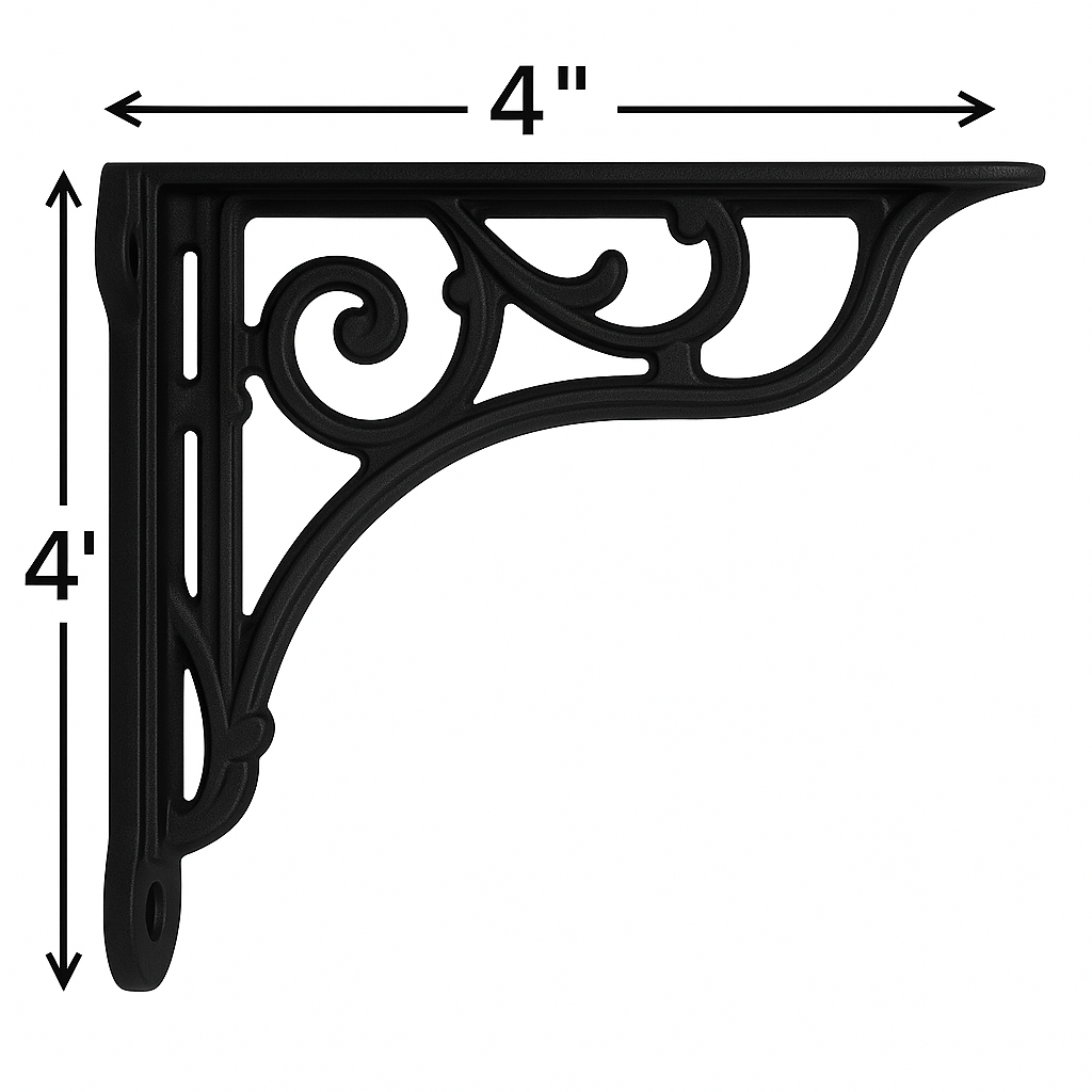 Pair of Victorian Scroll Shelf Brackets 4x4 Inch Antique Black | HOME DECORATION