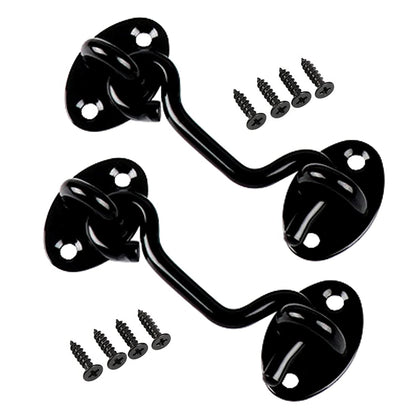 Sumbirg 2 Pcs Cabin Hooks Gate Hook Lock Hook and Eye Latch Stainless Steel Heavy Duty Gate Latch for Door,Window,Garage(Black)