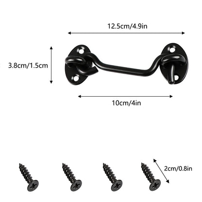 Sumbirg 2 Pcs Cabin Hooks Gate Hook Lock Hook and Eye Latch Stainless Steel Heavy Duty Gate Latch for Door,Window,Garage(Black)