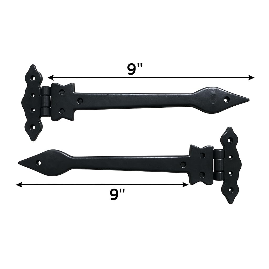Black Cast Iron Spear Hinges Leaf Design Pair Of New (9