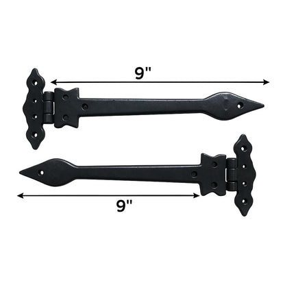 Black Cast Iron Spear Hinges Leaf Design Pair Of New (9