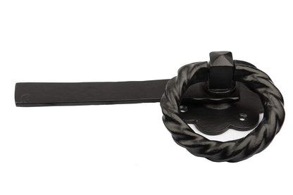 Antique Black Twisted Ring Latch 8'' - High Quality Cast Iron Supplied with Screws
