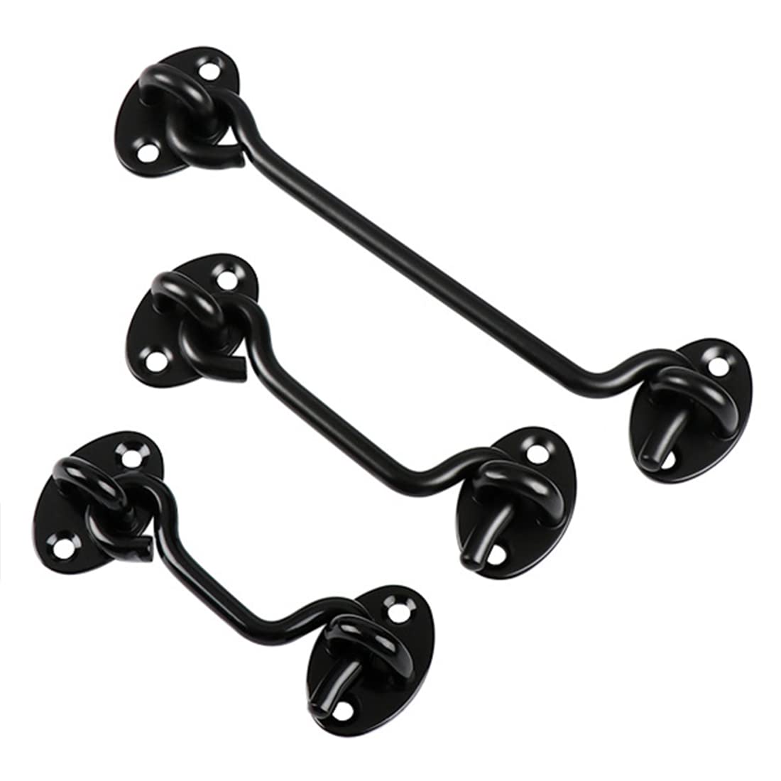 Sumbirg 2 Pcs Cabin Hooks Gate Hook Lock Hook and Eye Latch Stainless Steel Heavy Duty Gate Latch for Door,Window,Garage(Black)