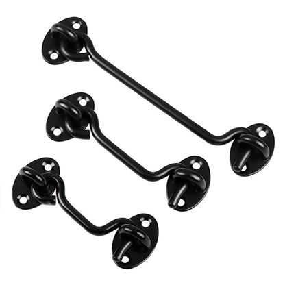 Sumbirg 2 Pcs Cabin Hooks Gate Hook Lock Hook and Eye Latch Stainless Steel Heavy Duty Gate Latch for Door,Window,Garage(Black)