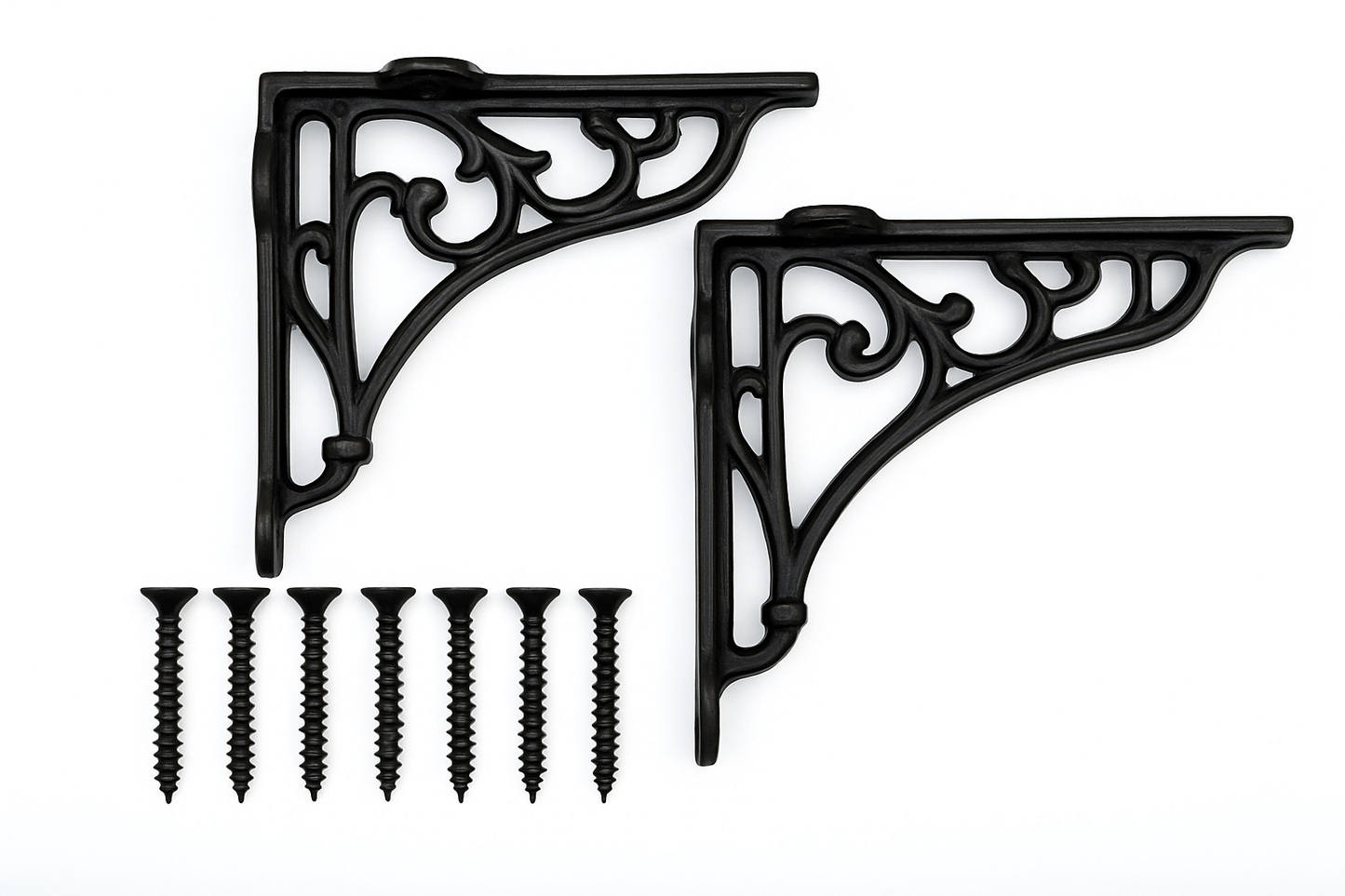 Pair of Victorian Scroll Shelf Brackets 4x4 Inch Antique Black | HOME DECORATION