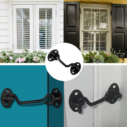 Sumbirg 2 Pcs Cabin Hooks Gate Hook Lock Hook and Eye Latch Stainless Steel Heavy Duty Gate Latch for Door,Window,Garage(Black)