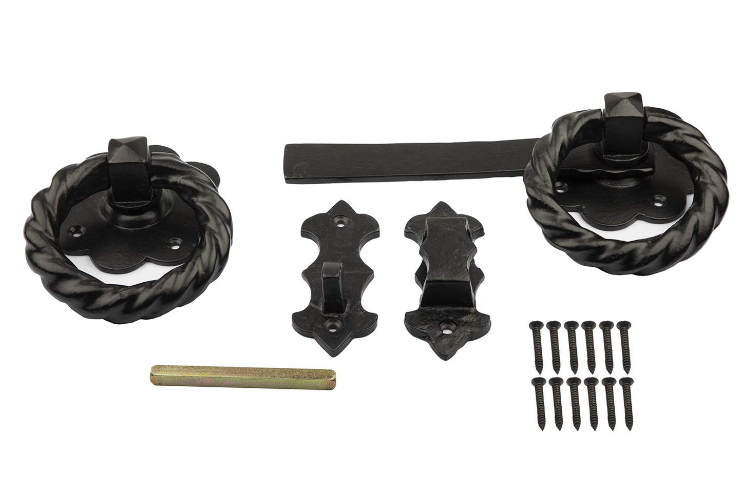 Antique Black Twisted Ring Latch 8'' - High Quality Cast Iron Supplied with Screws