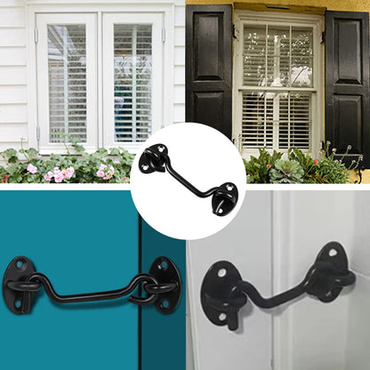 Sumbirg 2 Pcs Cabin Hooks Gate Hook Lock Hook and Eye Latch Stainless Steel Heavy Duty Gate Latch for Door,Window,Garage(Black)
