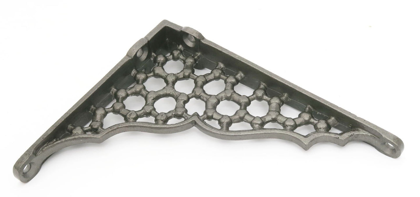 Castelion® Pair of Honeycomb Shelf Brackets - Brass or Cast Iron 6" x 5" (15cm x 12cm) [Cast Iron]