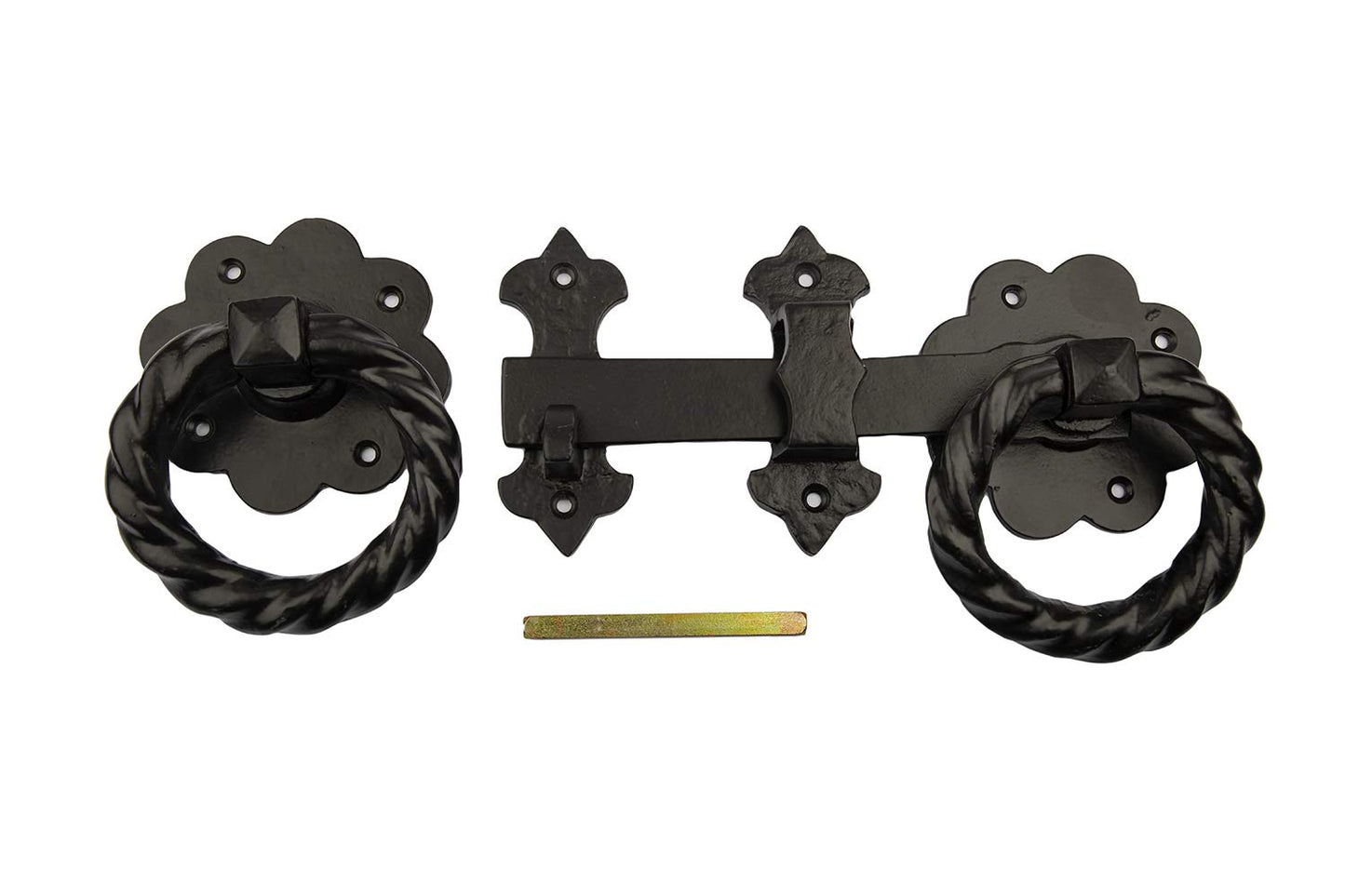 Antique Black Twisted Ring Latch 8'' - High Quality Cast Iron Supplied with Screws