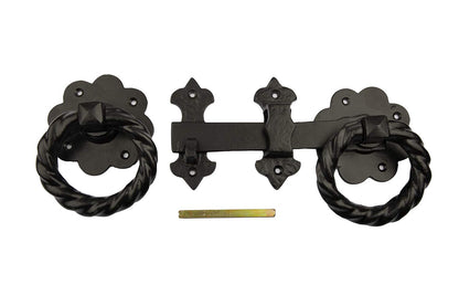 Antique Black Twisted Ring Latch 8'' - High Quality Cast Iron Supplied with Screws