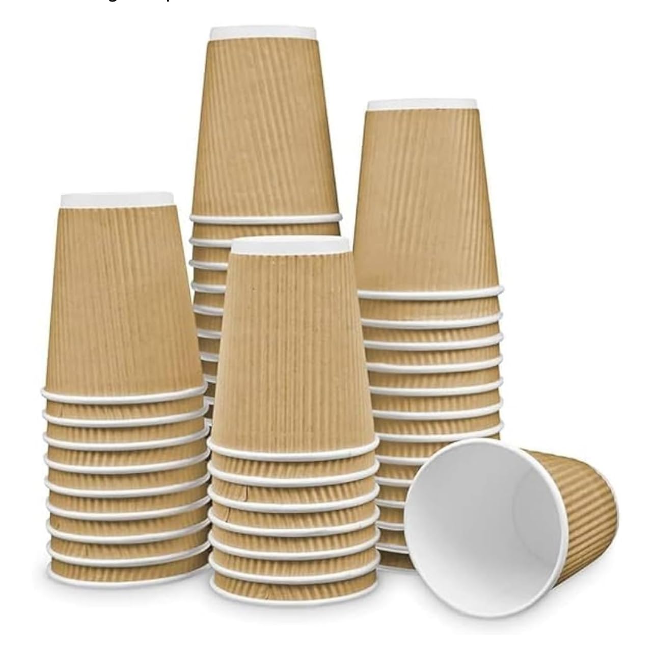 M25 Packs - 500 x Kraft 12oz Ripple Cups - 3 Ply Insulated Paper Cups - Disposable Paper Hot Coffee Tea Drinking Cups ( NO Lids )