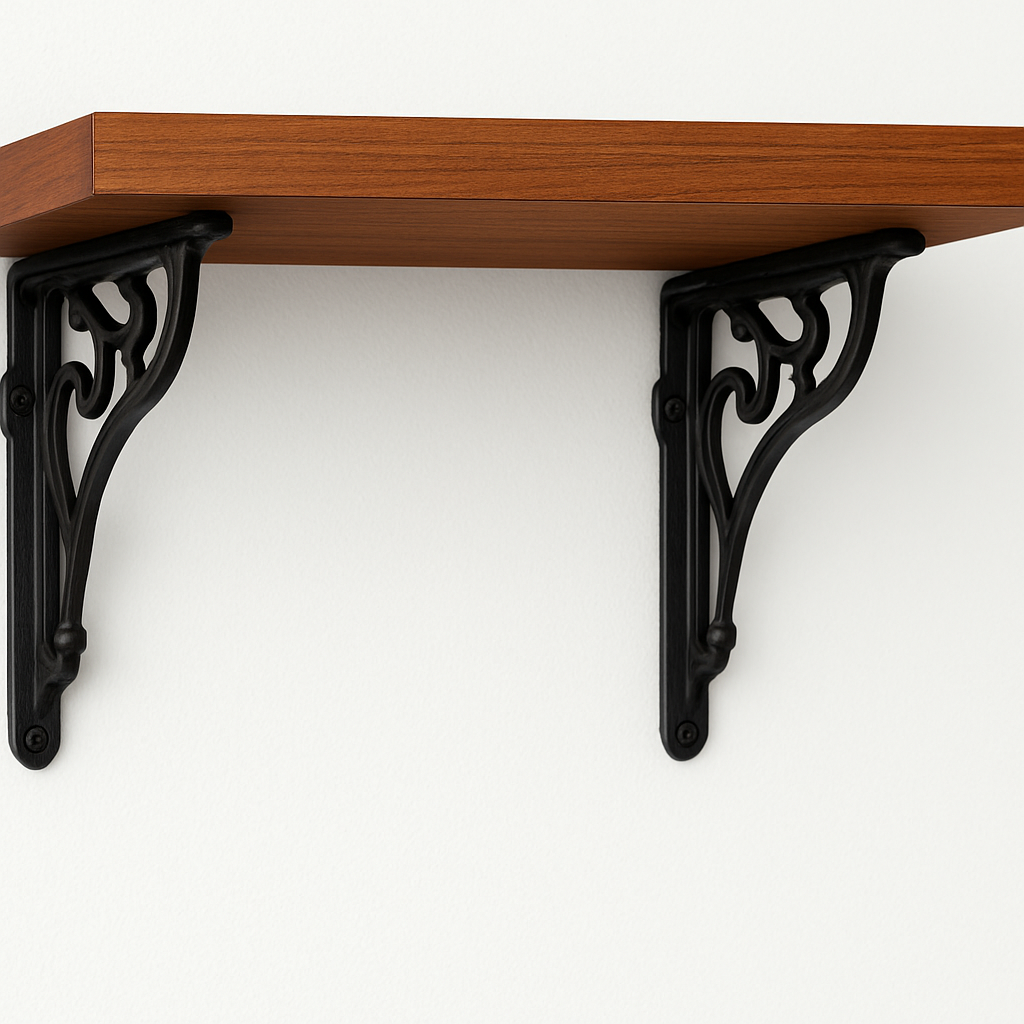 Pair of Victorian Scroll Shelf Brackets 4x4 Inch Antique Black | HOME DECORATION