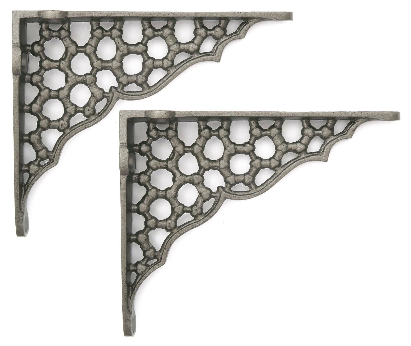 Castelion® Pair of Honeycomb Shelf Brackets - Brass or Cast Iron 6" x 5" (15cm x 12cm) [Cast Iron]