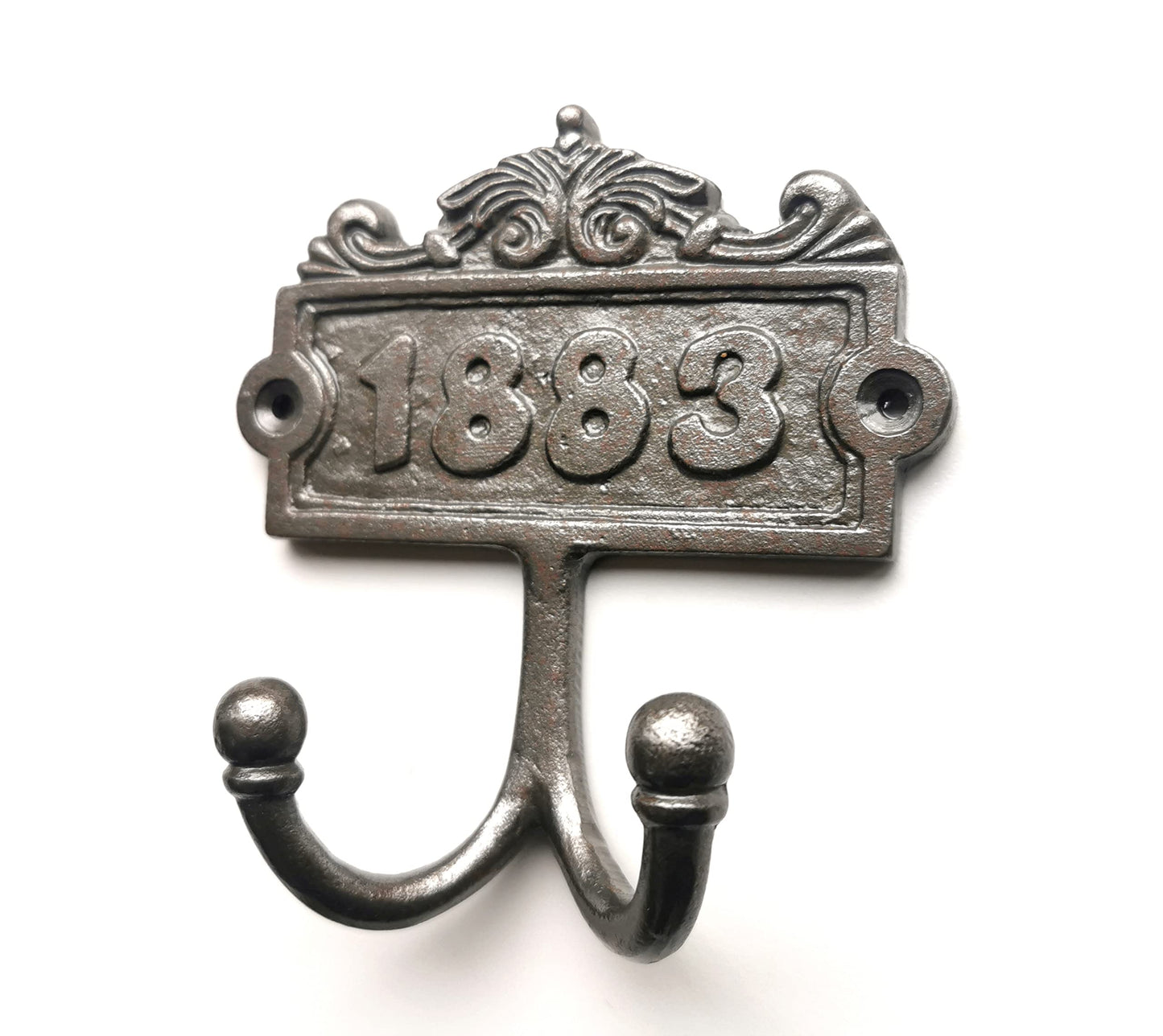 B&M - Hand Forged Cast Iron 1883 Antique Coat Hook - Double Hook Excellent Finish